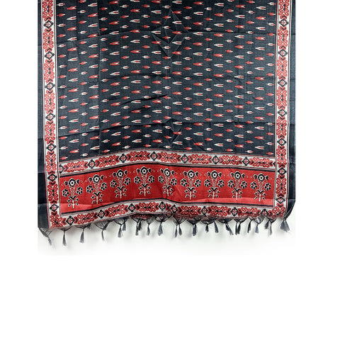 Khadi Cotton Poly Silk Digital Ikat Print Dupatta