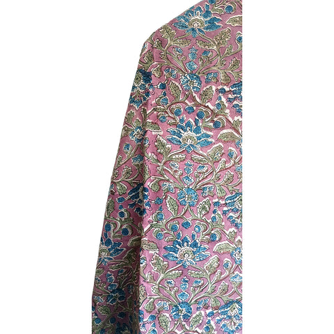Kalamkari Hand Block Printed Cotton Purple and Blue Floral Dupatta