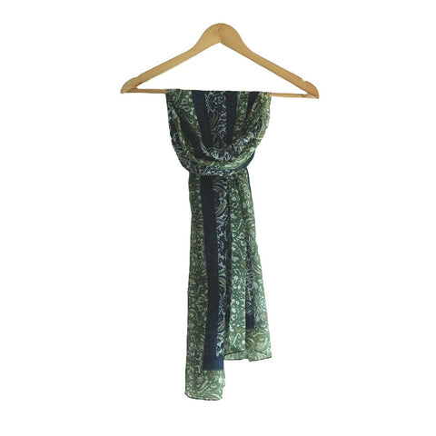 India Scarves Silk Stole, Prints Multi Color, 51 cm Width x 65 cm Length, Lightweight( Dark Green )