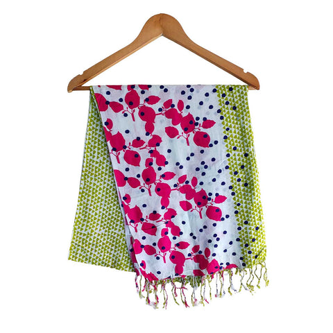 Women's Reversible Silk Viscose Summer Stole, with Fringe Tassels, 185 x 75 cm
