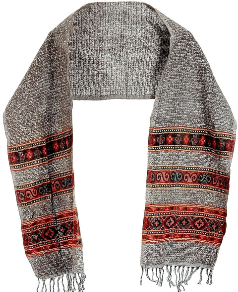 Black,Grey And White Printed Wool Scarf – India Scarves