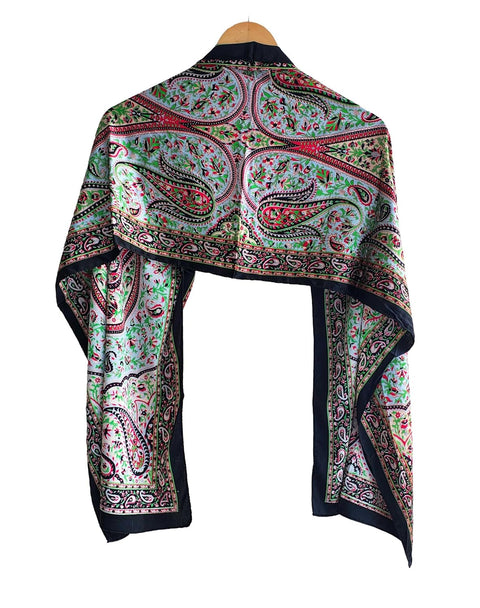 Silk Stole, Prints Multi Color, 51 cm Width x 65 cm Length, Lightweight(Brown And Green)