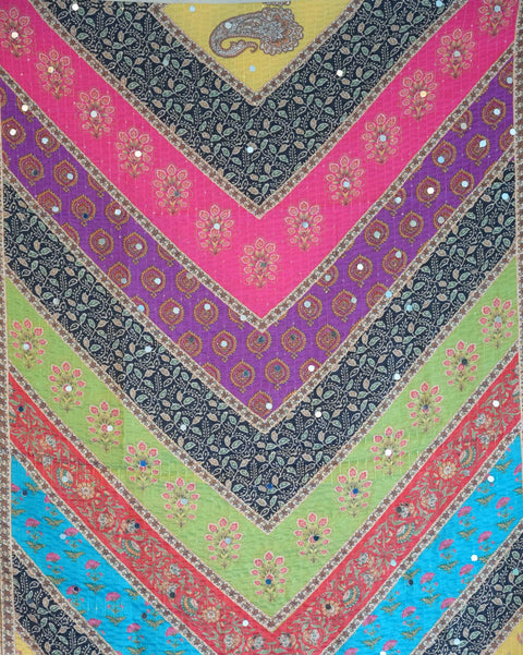Chinon Pakistani Mirror Work Dupatta, Traditional Embellished Dupatta with Decorative Detailing