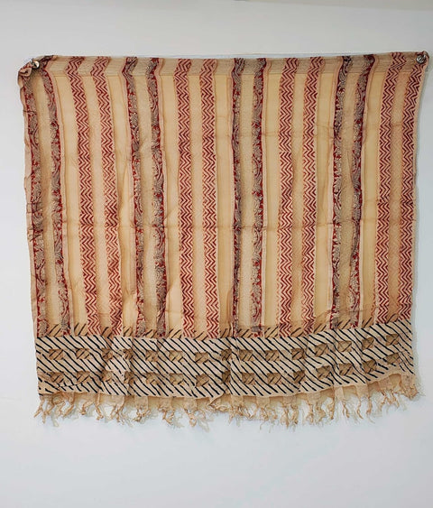 Kalamkari silk floral Stole (Light orange)