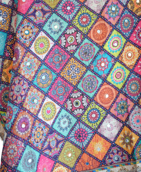 Chinon Pakistani Mirror Work Dupatta, Traditional Embellished Dupatta with Decorative Detailing