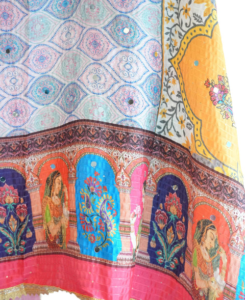 Chinon Pakistani Mirror Work Dupatta, Traditional Embellished Dupatta with Decorative Detailing