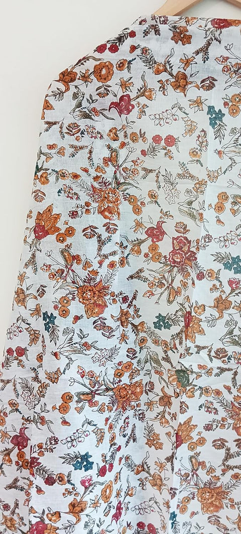 Lightweight Breathable Pure Cotton Stole Scarf for Summer, Size2,25 Mtr(White And Yellow Colour)