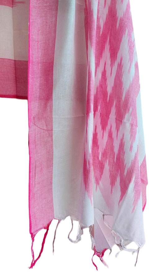 Cotton Ikkat Print Stole for Women, Blue and Indigo, Soft Lightweight Dupatta, 88 x 240 cm, Boho Traditional Indian Style