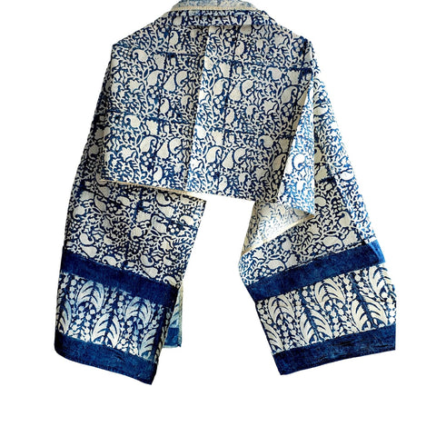 Kalamkari Cotton Stole for Women - Hand Block Printed Indian Scarf (120x185cm)