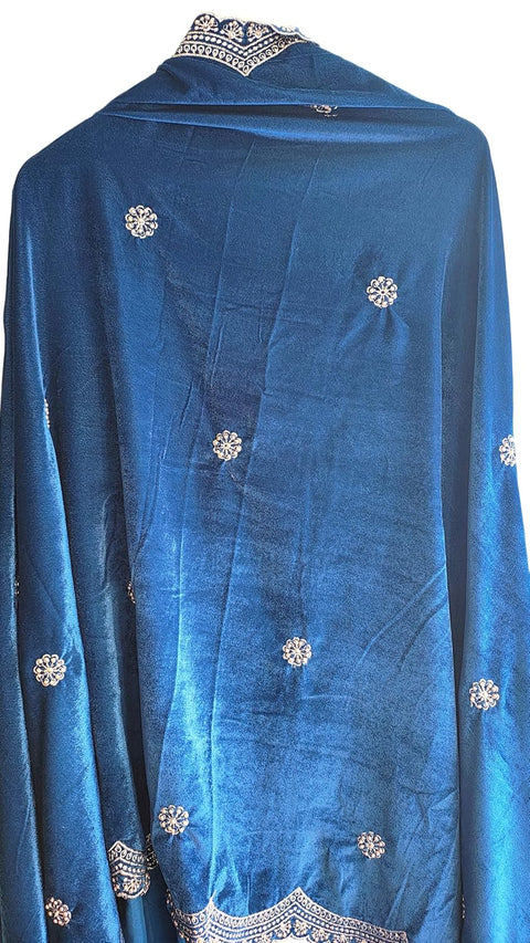 Luxury Micro-Velvet Embroidered Dupatta for Women | Heavy Scalloped Cutwork Border with Butti Work