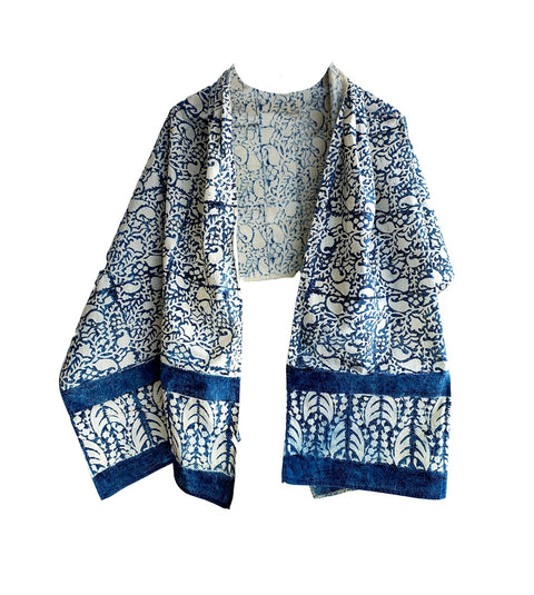 Kalamkari Cotton Stole for Women - Hand Block Printed Indian Scarf (120x185cm)