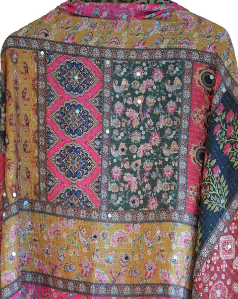 Chinon Pakistani Mirror Work Dupatta, Traditional Embellished Dupatta with Decorative Detailing