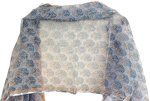 India Scarves Bagru Hand Block Floral kota Doria silk cotton Dupatta