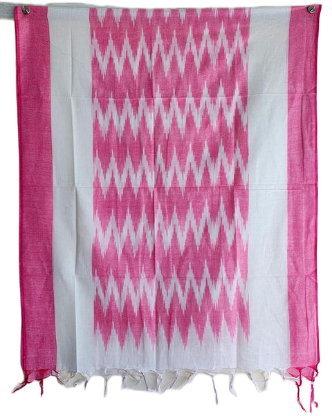 Cotton Ikkat Print Stole for Women, Blue and Indigo, Soft Lightweight Dupatta, 88 x 240 cm, Boho Traditional Indian Style