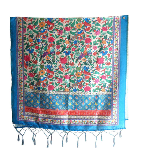 Assam Traditional Dupatta with Multicolor Multi moti Motif | Ethnic Printed Cotton Dupatta with Tassels