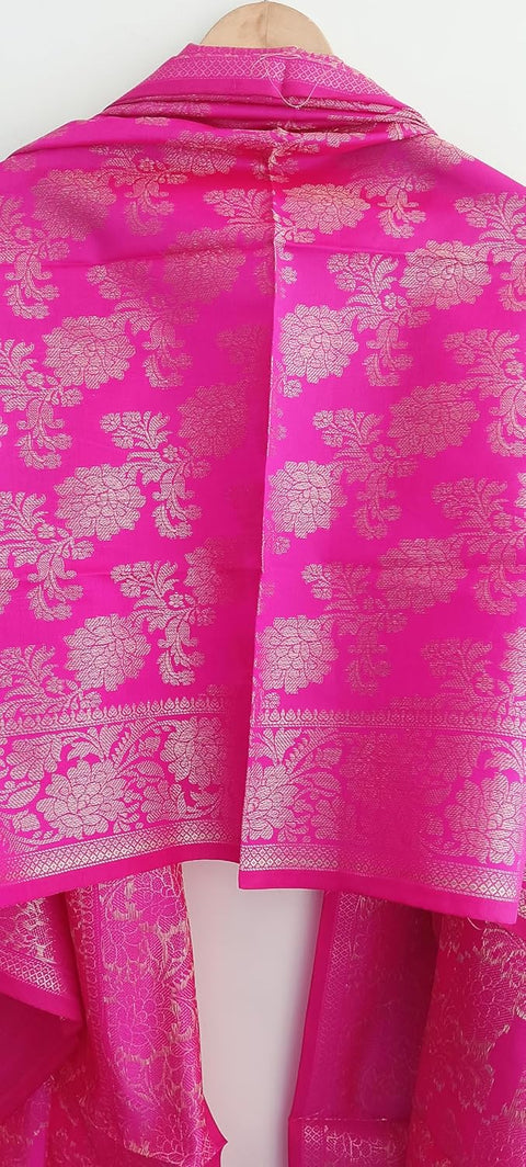 The Women's Art Silk Woven Banarasi Jacquard Dupatta(Dark Pink)
