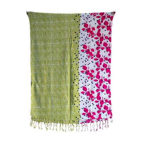 Women's Reversible Silk Viscose Summer Stole, with Fringe Tassels, 185 x 75 cm
