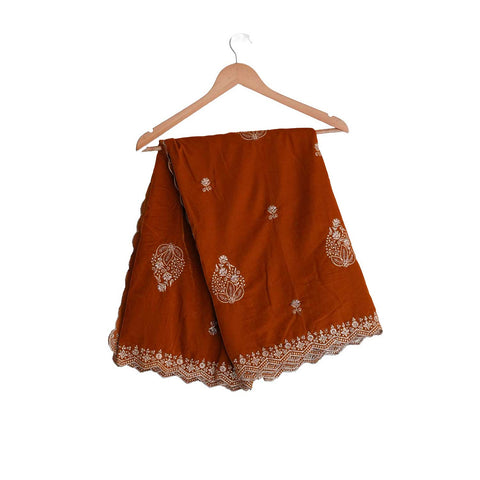 India Scarves Designer Velvet Dupatta,Embroidery, Traditional Wedding Floral Pattern, 240 x 110 cm