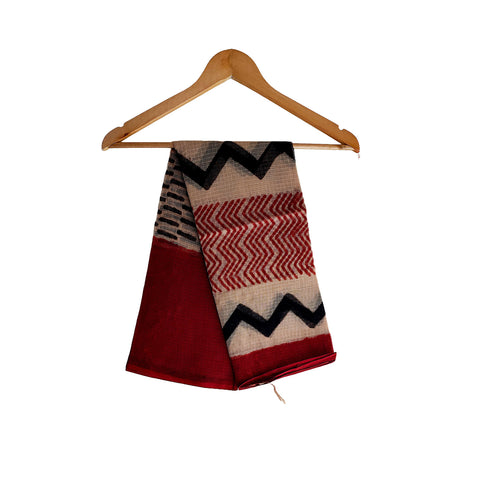 India Scarves Bagru Hand Block Floral kota Doria silk cotton Dupatta