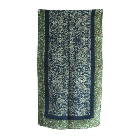 India Scarves Silk Stole, Prints Multi Color, 51 cm Width x 65 cm Length, Lightweight( Dark Green )