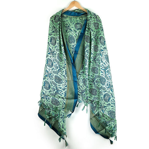 Art Silk parrots Design Printed Dupattas with Tassels