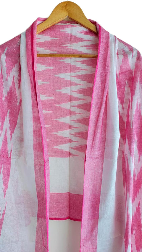 Cotton Ikkat Print Stole for Women, Blue and Indigo, Soft Lightweight Dupatta, 88 x 240 cm, Boho Traditional Indian Style