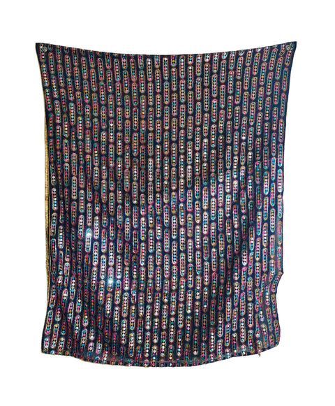 Handcrafted Mirror Work Embroidered Dupatta, Red, Cotton, Traditional Tribal Design, Ethnic Style