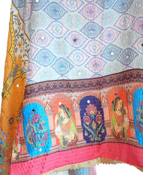 Chinon Pakistani Mirror Work Dupatta, Traditional Embellished Dupatta with Decorative Detailing