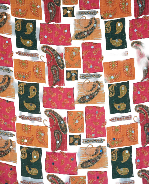 Chinon Pakistani Mirror Work Dupatta, Traditional Embellished Dupatta with Decorative Detailing