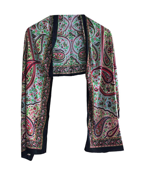 Silk Stole, Prints Multi Color, 51 cm Width x 65 cm Length, Lightweight(Brown And Green)