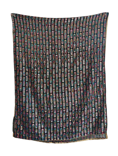 Handcrafted Mirror Work Embroidered Dupatta, Red, Cotton, Traditional Tribal Design, Ethnic Style