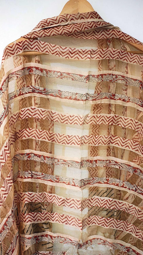 Kalamkari silk floral Stole (Light orange)