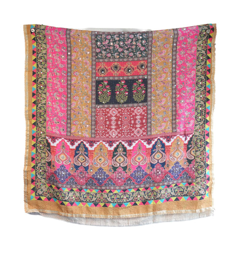 Chinon Pakistani Mirror Work Dupatta, Traditional Embellished Dupatta with Decorative Detailing