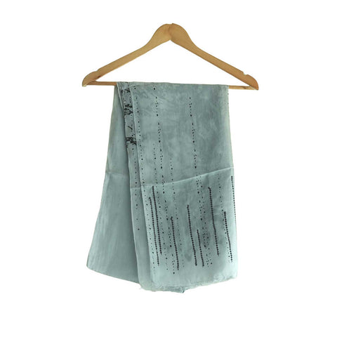 India Scarves Silk Stole, Prints Multi Color, 51 cm Width x 65 cm Length, Lightweight ( White And Black )