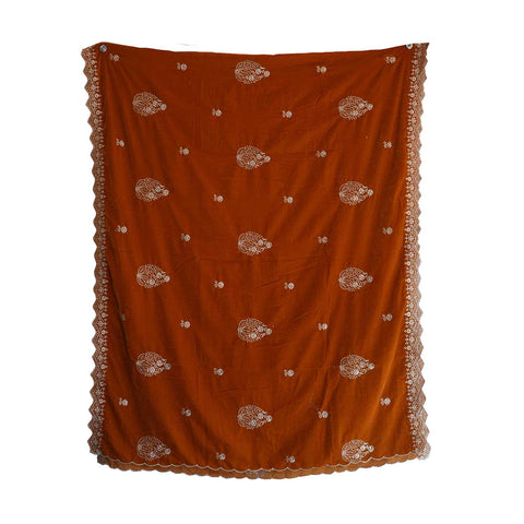 India Scarves Designer Velvet Dupatta,Embroidery, Traditional Wedding Floral Pattern, 240 x 110 cm