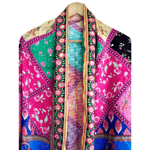 Pakistani Digital Printed Chinnon Multicoloured Dupatta With Heavy Mirror Work