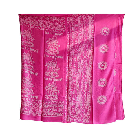 India Scarf Rayon Sarong with Hand-Printed Shiv ji Motifs( Pink )