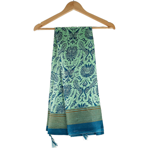 Art Silk parrots Design Printed Dupattas with Tassels