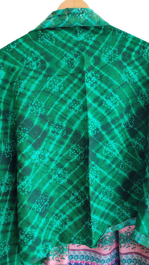 India Scarves Semi Gaji Silk Bandhani Dupatta(Green)