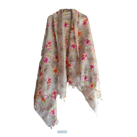 Khadi Cotton Floral Printed Design Dupatta