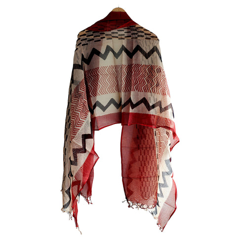 India Scarves Bagru Hand Block Floral kota Doria silk cotton Dupatta