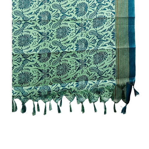 Art Silk parrots Design Printed Dupattas with Tassels