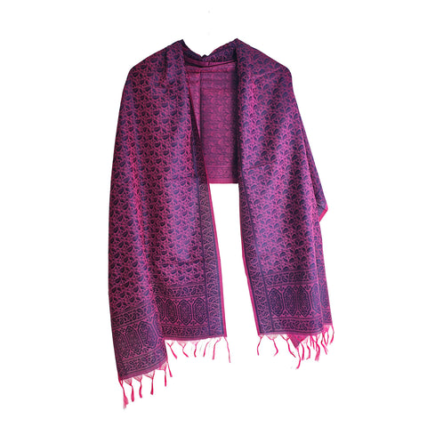 Classic Banarasi Silk Stole with Zari Weave Size 55X180 Cm