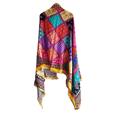Pakistani Digital Printed Chinnon Multicoloured Dupatta With Heavy Mirror Work