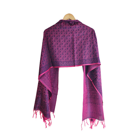 Classic Banarasi Silk Stole with Zari Weave Size 55X180 Cm