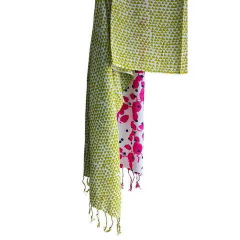 Women's Reversible Silk Viscose Summer Stole, with Fringe Tassels, 185 x 75 cm