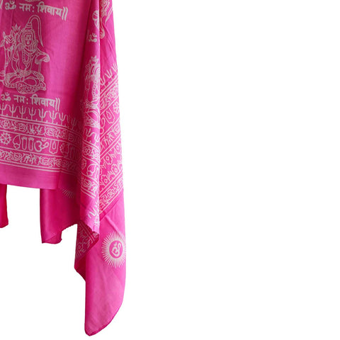 India Scarf Rayon Sarong with Hand-Printed Shiv ji Motifs( Pink )