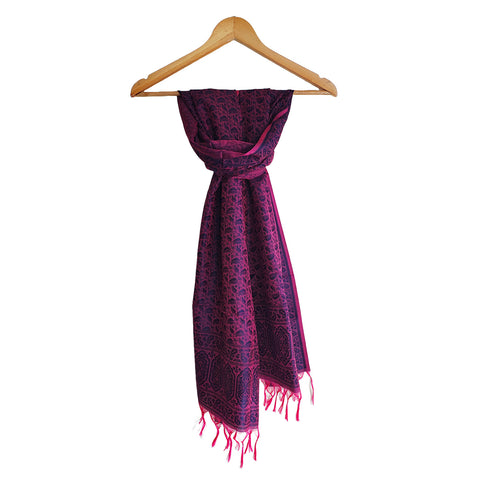 Classic Banarasi Silk Stole with Zari Weave Size 55X180 Cm