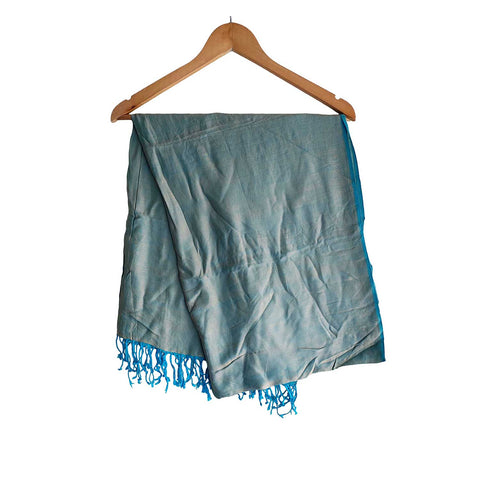 Women's Reversible Silk Viscose Summer Stole, with Fringe Tassels, 185 x 75 cm
