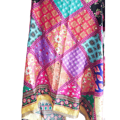 Pakistani Digital Printed Chinnon Multicoloured Dupatta With Heavy Mirror Work